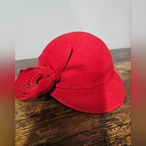 Vintage Antique Elegant Red Women's Stetson Wool Cloche Hat